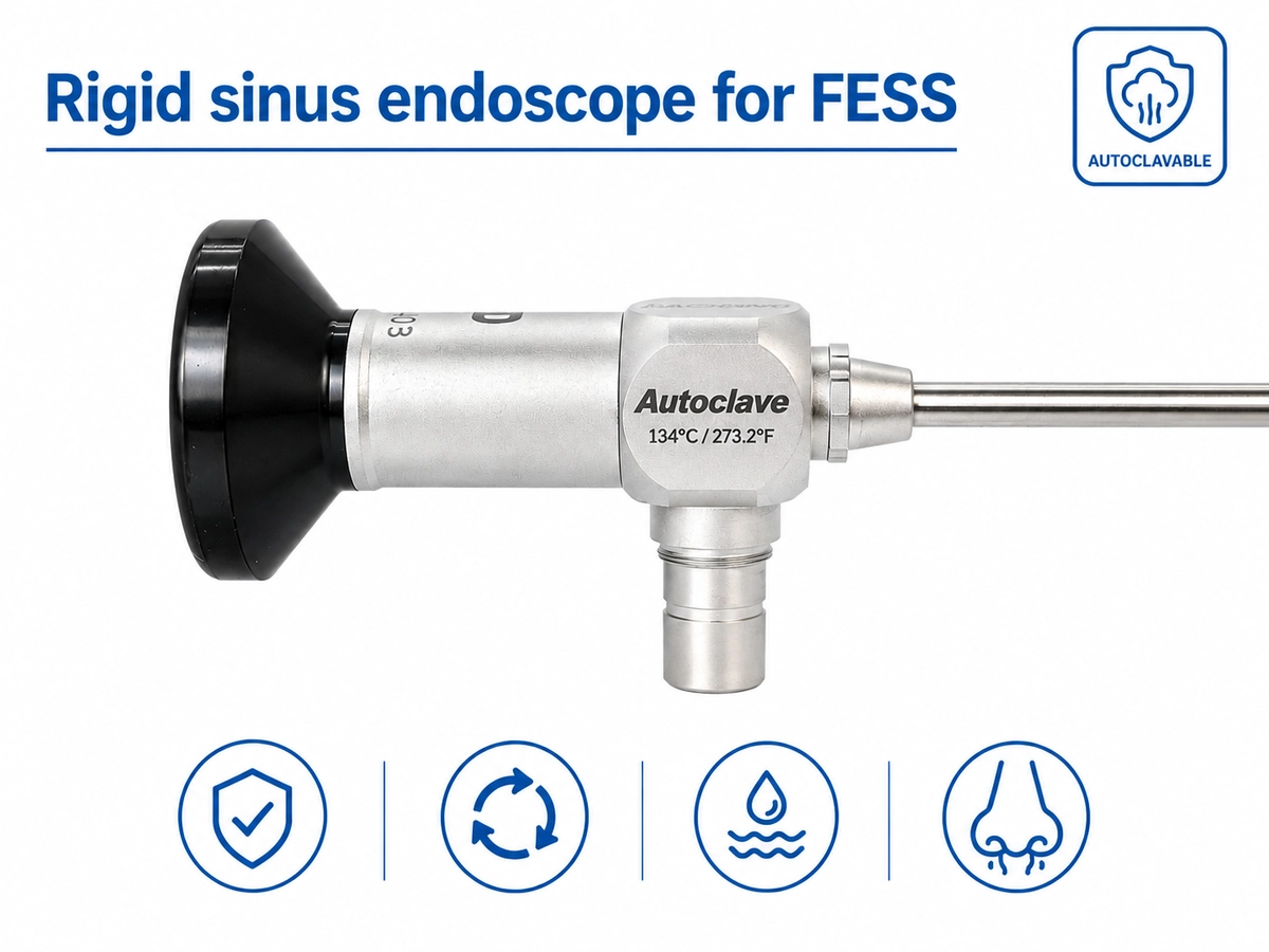 Rigid sinus endoscope for FESS-autoclavable design for repeated sterilization cycles Rigid sinus endoscope for FESS-autoclavable design for repeated sterilization cycles